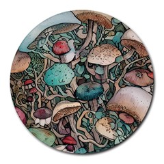 Tiny Forest Mushrooms Round Mousepad