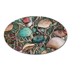 Tiny Forest Mushrooms Oval Magnet by GardenOfOphir