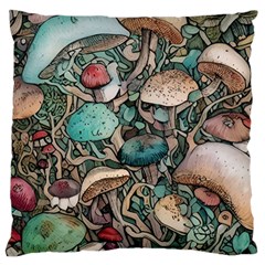 Tiny Forest Mushrooms Large Premium Plush Fleece Cushion Case (one Side) by GardenOfOphir