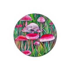 Forest Mushrooms Rubber Round Coaster (4 Pack) by GardenOfOphir