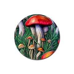 Forest Fairycore Mushroom Foraging Craft Rubber Coaster (round) by GardenOfOphir