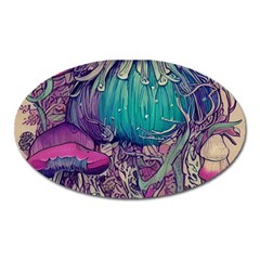 Natural Forest Fairy Mushroom Foraging Oval Magnet by GardenOfOphir