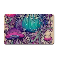 Natural Forest Fairy Mushroom Foraging Magnet (rectangular) by GardenOfOphir