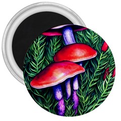 Vintage Flowery Garden Nature Mushroom 3  Magnets