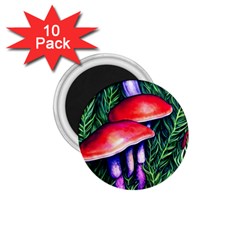 Vintage Flowery Garden Nature Mushroom 1.75  Magnets (10 pack) 