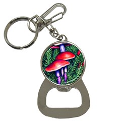 Vintage Flowery Garden Nature Mushroom Bottle Opener Key Chain by GardenOfOphir