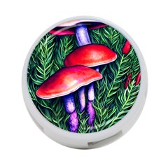 Vintage Flowery Garden Nature Mushroom 4-Port USB Hub (One Side)