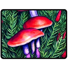 Vintage Flowery Garden Nature Mushroom One Side Fleece Blanket (large) by GardenOfOphir