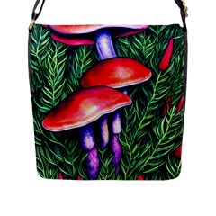 Vintage Flowery Garden Nature Mushroom Flap Closure Messenger Bag (l) by GardenOfOphir