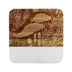 Vintage Flowery Garden Nature Mushroom Marble Wood Coaster (Square)