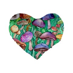 Forestcore Fantasy Farmcore Mushroom Foraging Standard 16  Premium Flano Heart Shape Cushions by GardenOfOphir