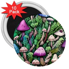 Mushrooms In The Woods 3  Magnets (10 Pack)  by GardenOfOphir