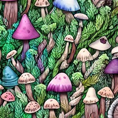 Mushrooms In The Woods Play Mat (square)