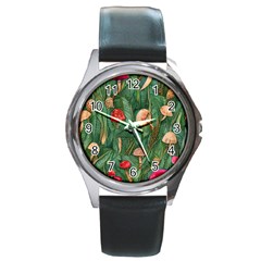 Fairycore Mushroom Round Metal Watch by GardenOfOphir