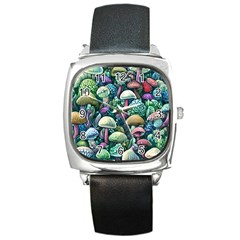 Mushroom Core Fairy Square Metal Watch by GardenOfOphir