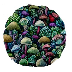 Mushroom Core Fairy Large 18  Premium Flano Round Cushions by GardenOfOphir