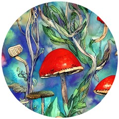 Woodsy Mushroom Forest Foraging Wooden Puzzle Round by GardenOfOphir