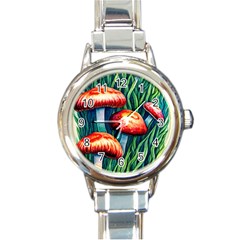 Enchanted Forest Mushroom Round Italian Charm Watch