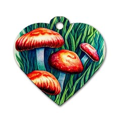 Enchanted Forest Mushroom Dog Tag Heart (One Side)