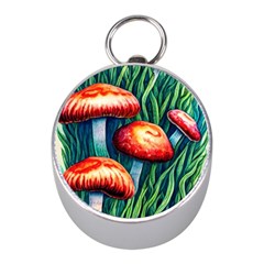 Enchanted Forest Mushroom Mini Silver Compasses