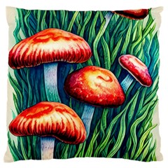 Enchanted Forest Mushroom Large Premium Plush Fleece Cushion Case (One Side)