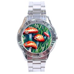 Enchanted Forest Mushroom Stainless Steel Analogue Watch