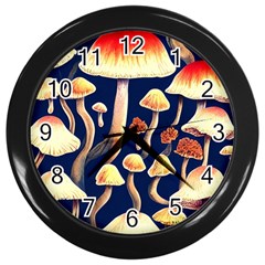 Natural Mushroom Fairy Garden Wall Clock (black) by GardenOfOphir