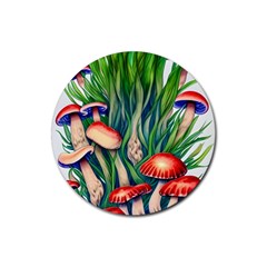 Vintage Mushroom Rubber Round Coaster (4 Pack) by GardenOfOphir