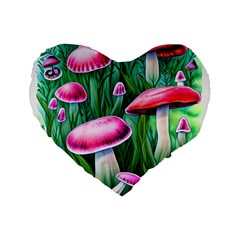 Foreboding Goblincore Mushroom Standard 16  Premium Flano Heart Shape Cushions by GardenOfOphir