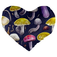 Fantasy Woodland Mushroom Large 19  Premium Flano Heart Shape Cushions by GardenOfOphir
