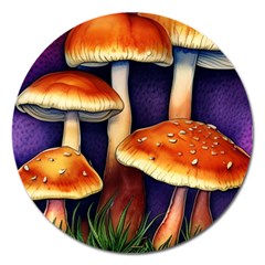 Nature s Woodsy Mushrooms Magnet 5  (round) by GardenOfOphir