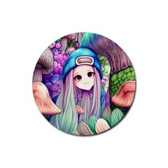 Fantasy Mushrooms Rubber Coaster (round) by GardenOfOphir