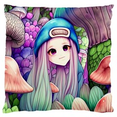 Fantasy Mushrooms Large Cushion Case (one Side) by GardenOfOphir