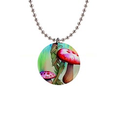 Warm Mushroom Forest 1  Button Necklace by GardenOfOphir