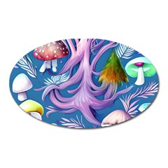 Mushroom Forest Nature Fairy Boho Oval Magnet by GardenOfOphir