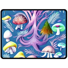 Mushroom Forest Nature Fairy Boho Fleece Blanket (large) by GardenOfOphir