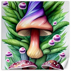 Tiny Mushroom Forest Antique Canvas 16  X 16  by GardenOfOphir