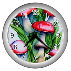 Woods Mushroom Forest Academia Core Wall Clock (silver) by GardenOfOphir