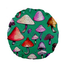 Goblin Mushroom Forest Boho Witchy Standard 15  Premium Flano Round Cushions by GardenOfOphir