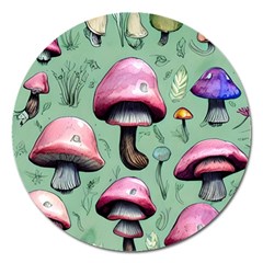 Boho Woods Mushroom Magnet 5  (round) by GardenOfOphir
