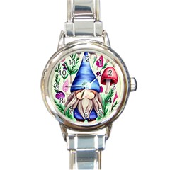 Tiny Mushroom Forest Scene Round Italian Charm Watch by GardenOfOphir