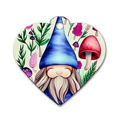 Tiny Mushroom Forest Scene Dog Tag Heart (two Sides) by GardenOfOphir