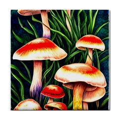 Mushroom Fairy Garden Tile Coaster by GardenOfOphir