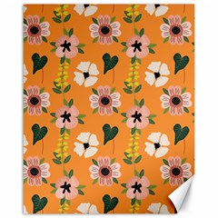 Flower Orange Pattern Floral Canvas 16  X 20 