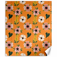 Flower Orange Pattern Floral Canvas 8  X 10 