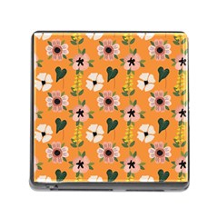 Flower Orange Pattern Floral Memory Card Reader (square 5 Slot)