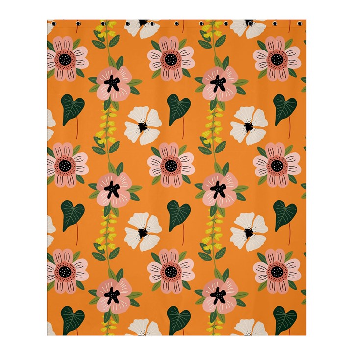 Flower Orange Pattern Floral Shower Curtain 60  x 72  (Medium) 