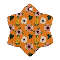 Flower Orange Pattern Floral Ornament (snowflake)