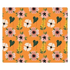 Flower Orange Pattern Floral Premium Plush Fleece Blanket (small)