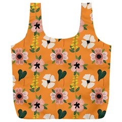 Flower Orange Pattern Floral Full Print Recycle Bag (xxxl) by Dutashop